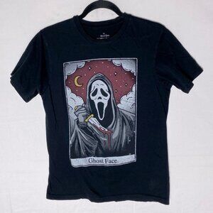Ghost Face The Icon Of Halloween Black Graphic Tee Crew Neck T-Shirt M